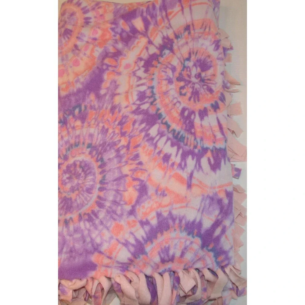Gamers Never Sleep Black and Tie Dye Soft Fleece Handmade Tie Blanket NWOT